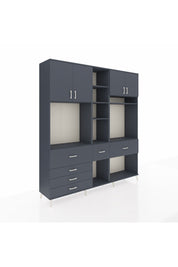 Hyperion Dolap 11 Raflı 6 Çekmeceli 4 Kapaklı 220x44x243 Antrasit-Antrasit/Antrasit