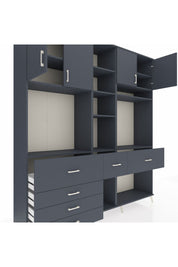 Hyperion Dolap 11 Raflı 6 Çekmeceli 4 Kapaklı 220x44x243 Antrasit-Antrasit/Antrasit