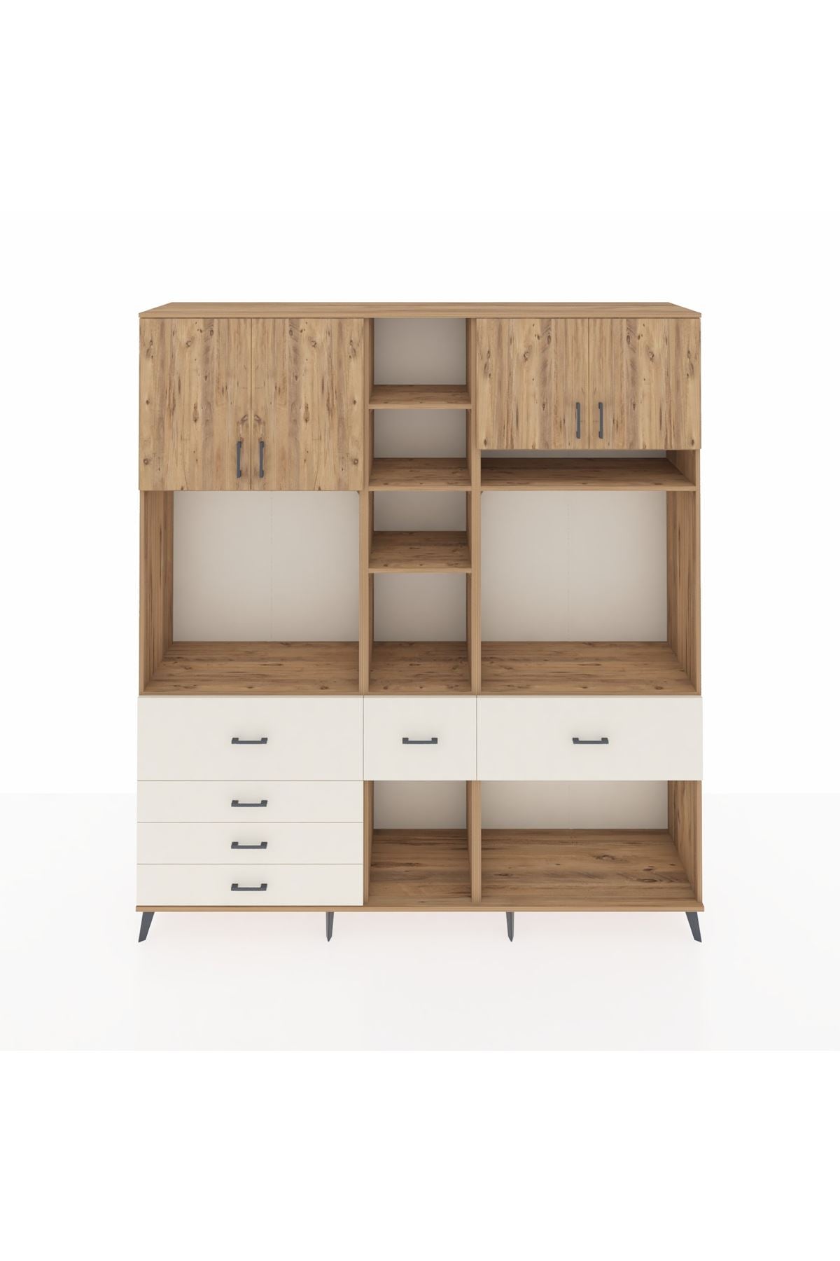 Hyperion Dolap 11 Raflı 6 Çekmeceli 4 Kapaklı 220x44x243 Çam-Çam/Aytaşı