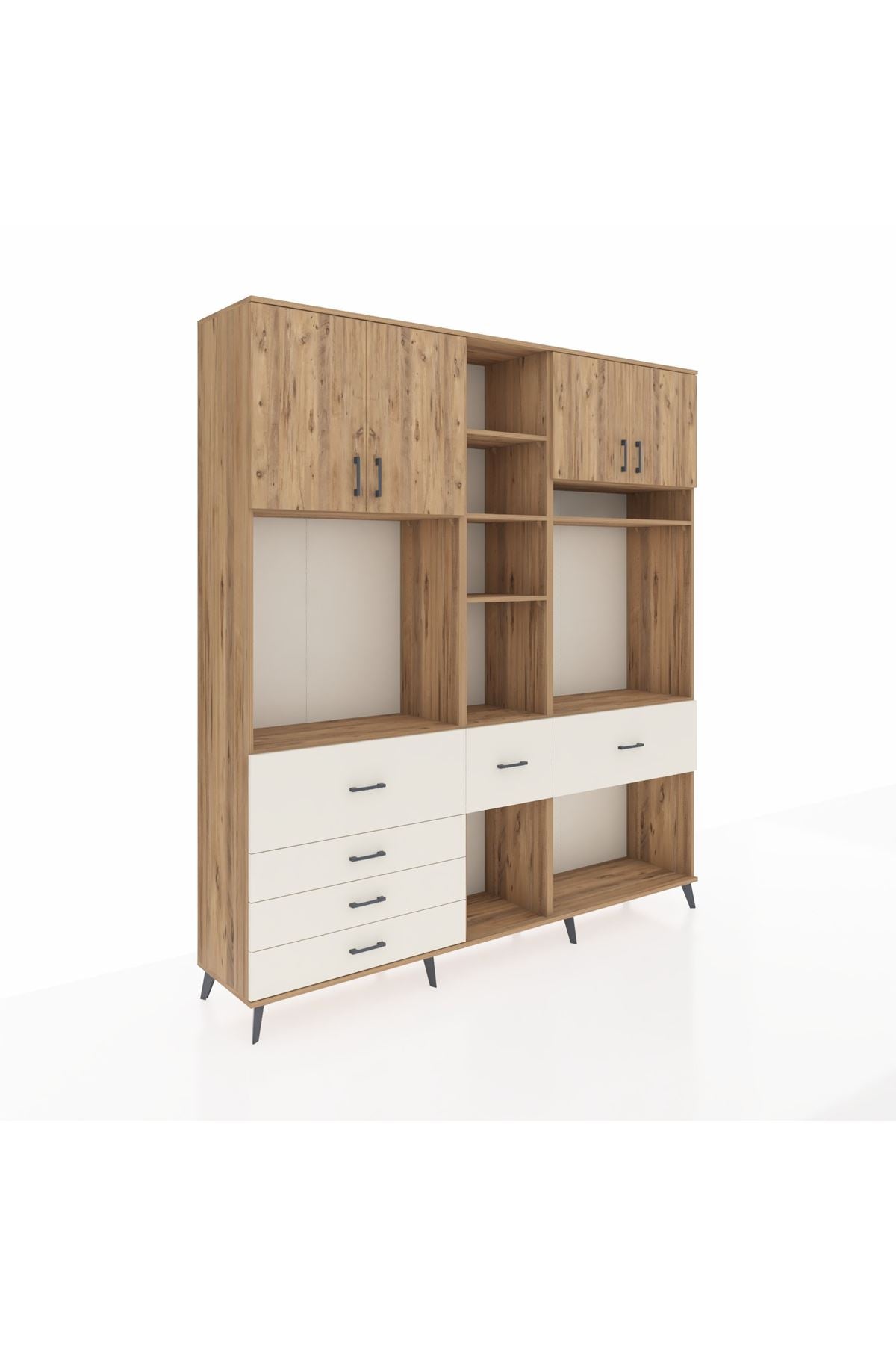 Hyperion Dolap 11 Raflı 6 Çekmeceli 4 Kapaklı 220x44x243 Çam-Çam/Aytaşı