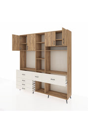 Hyperion Dolap 11 Raflı 6 Çekmeceli 4 Kapaklı 220x44x243 Çam-Çam/Aytaşı