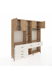 Hyperion Dolap 11 Raflı 6 Çekmeceli 4 Kapaklı 220x44x243 Çam-Çam/Aytaşı