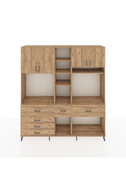 Hyperion Dolap 11 Raflı 6 Çekmeceli 4 Kapaklı 220x44x243 Çam-Çam/Çam