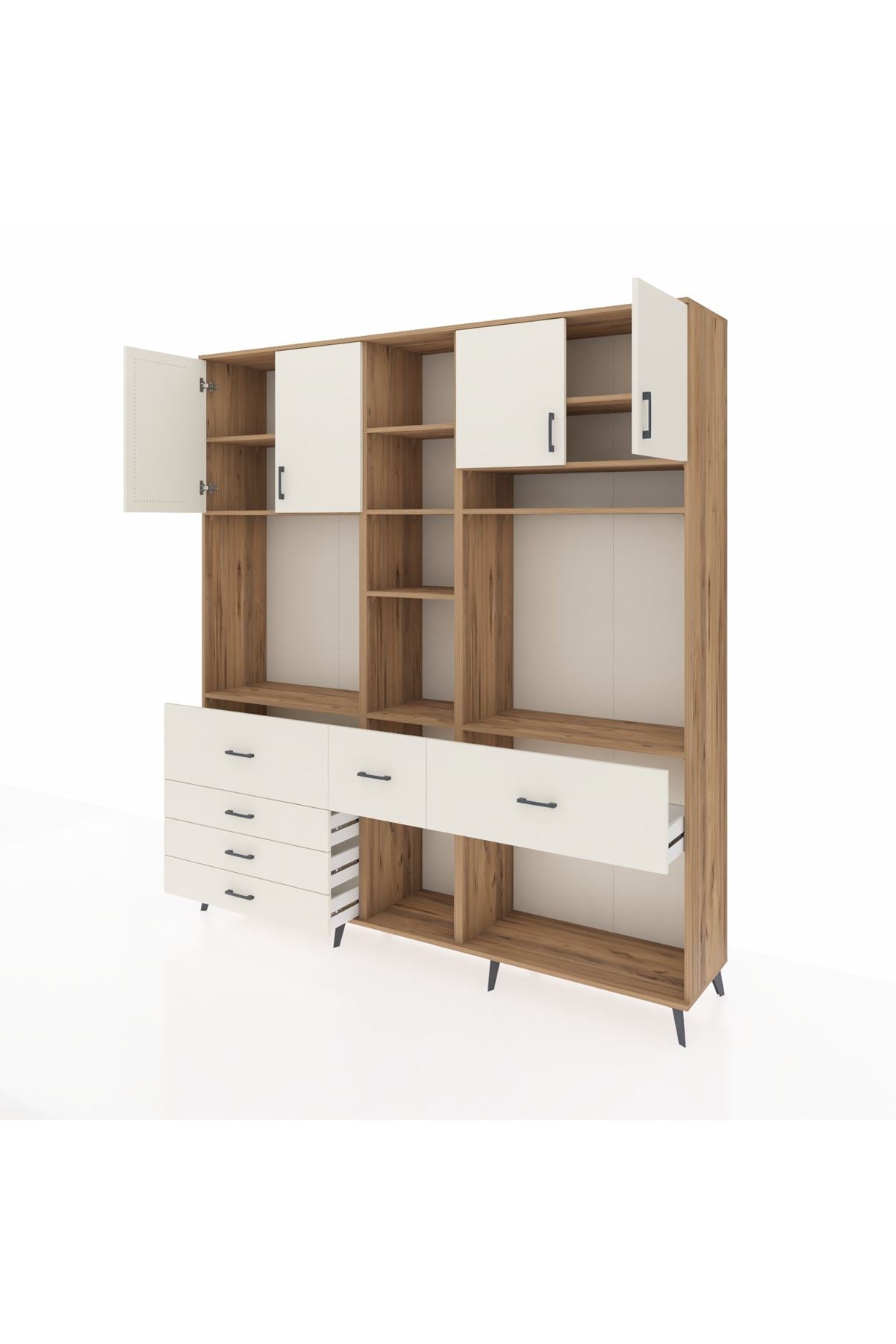 Hyperion Dolap 11 Raflı 6 Çekmeceli 4 Kapaklı 220x44x243 Çam-Aytaşı/Aytaşı