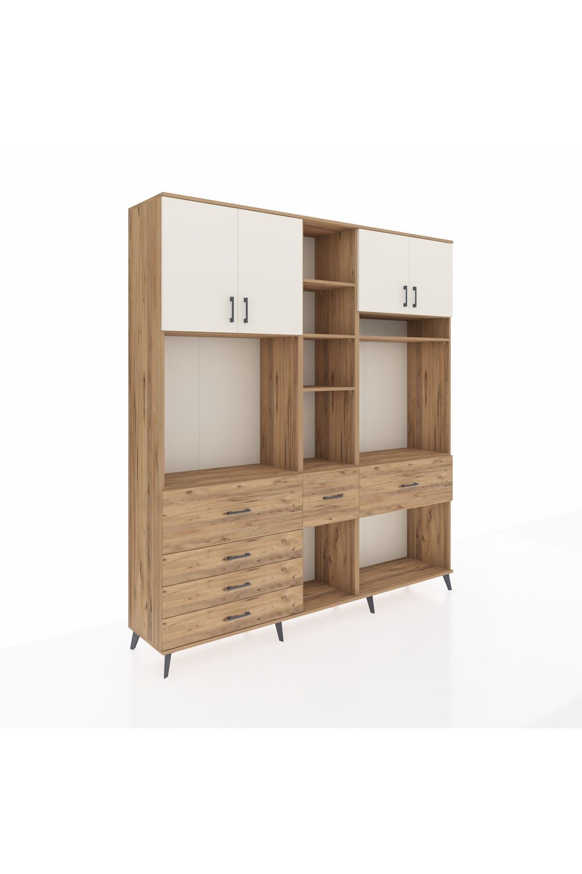 Hyperion Dolap 11 Raflı 6 Çekmeceli 4 Kapaklı 220x44x243 Çam-Aytaşı/Çam