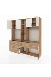 Hyperion Dolap 11 Raflı 6 Çekmeceli 4 Kapaklı 220x44x243 Çam-Aytaşı/Çam