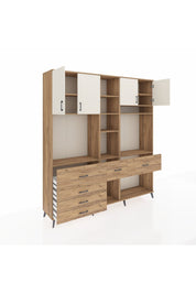 Hyperion Dolap 11 Raflı 6 Çekmeceli 4 Kapaklı 220x44x243 Çam-Aytaşı/Çam