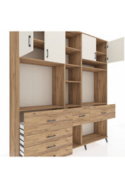 Hyperion Dolap 11 Raflı 6 Çekmeceli 4 Kapaklı 220x44x243 Çam-Aytaşı/Çam