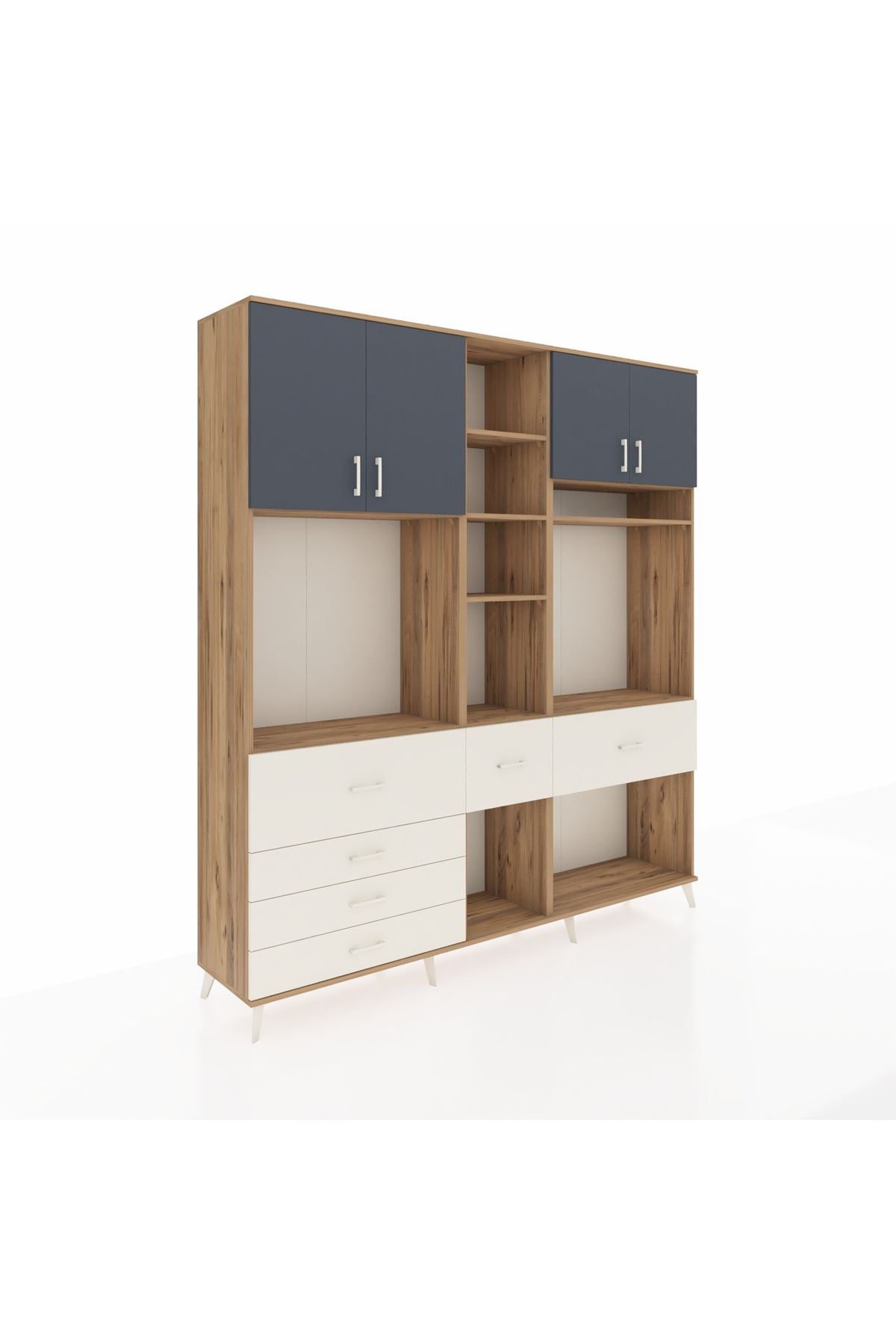 Hyperion Dolap 11 Raflı 6 Çekmeceli 4 Kapaklı 220x44x243 Çam-Antrasit/Aytaşı