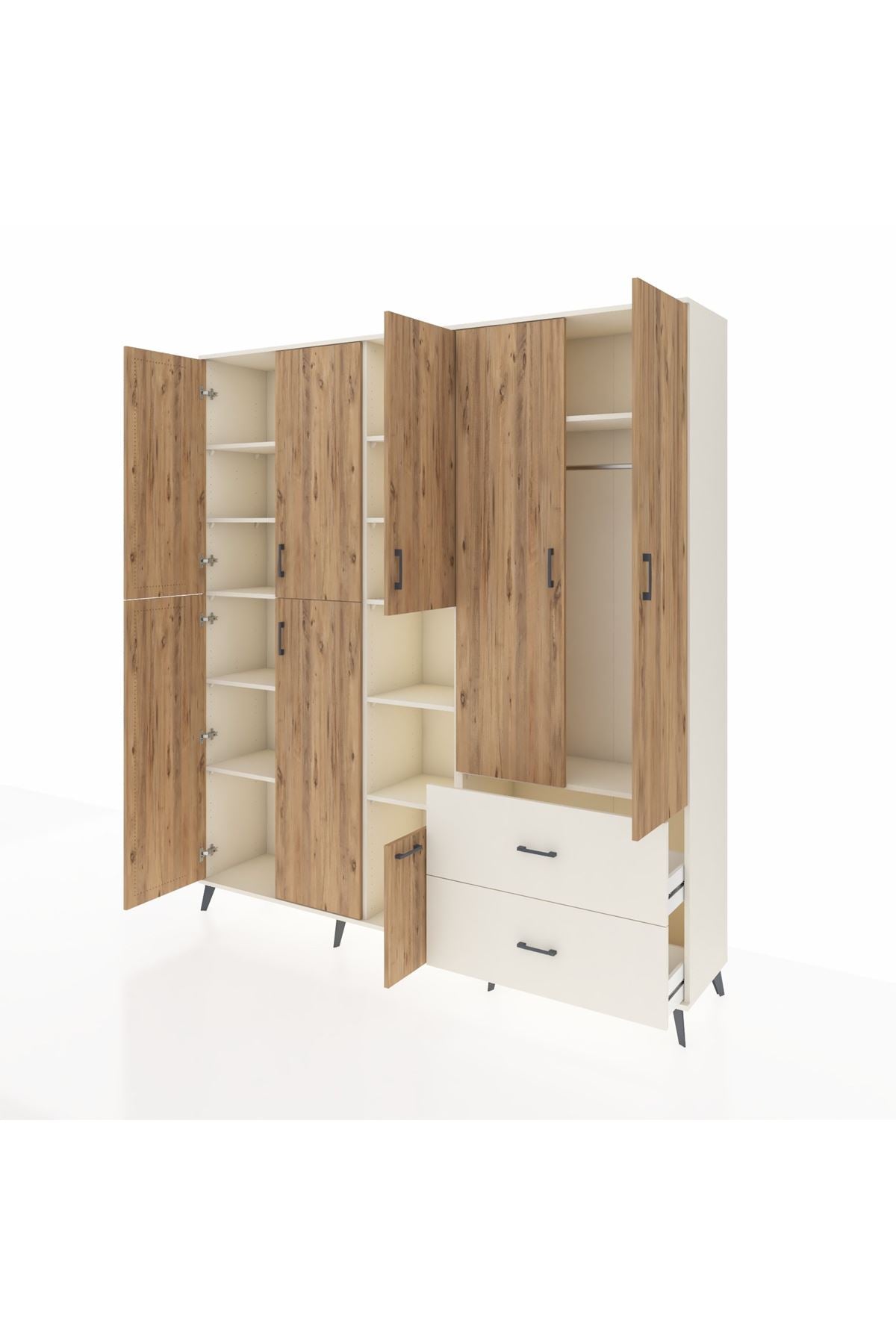 Hyperion Dolap 12 Raflı 2 Çekmeceli Tek Askılı 220x44x243 - S553M063V01B