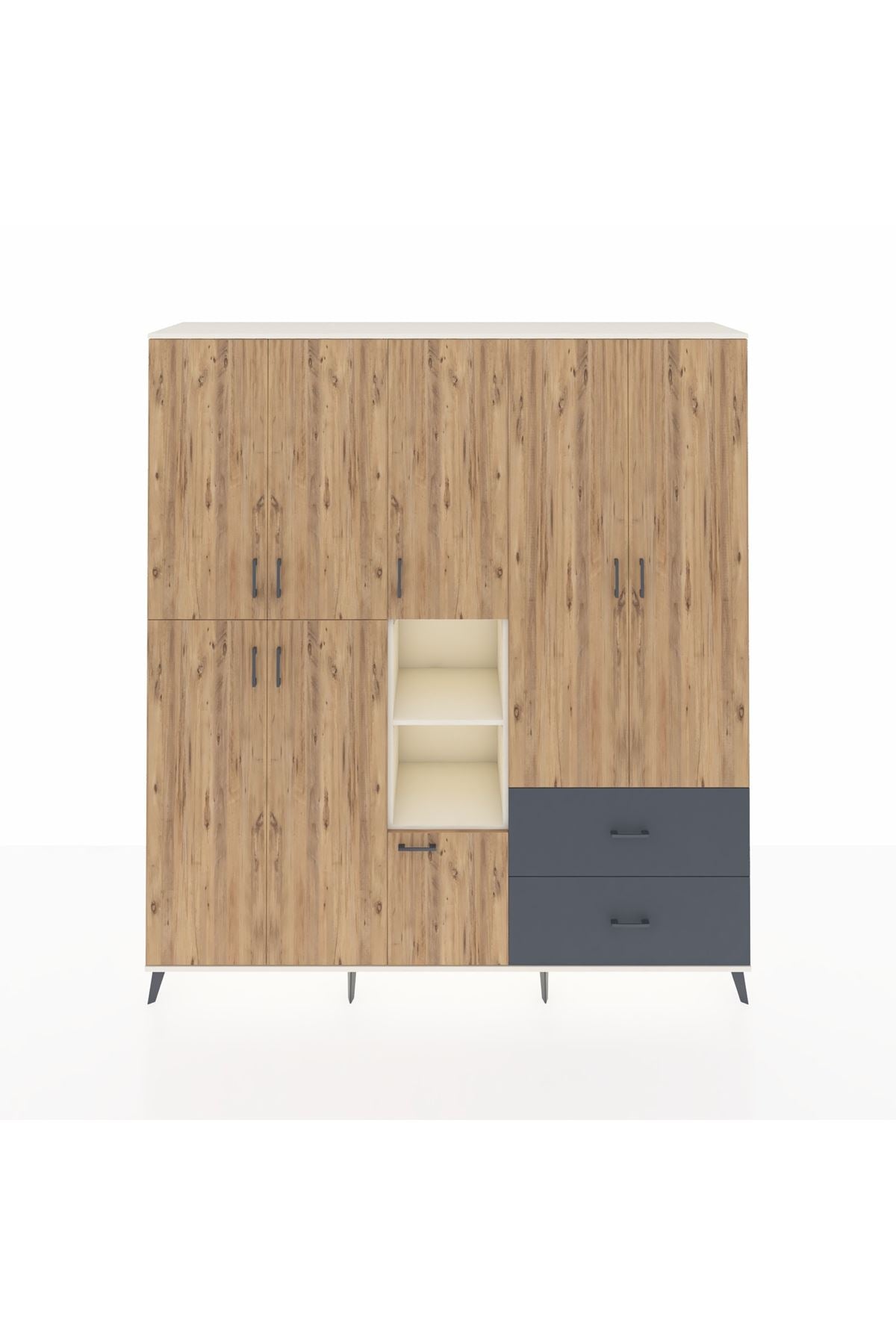 Hyperion Dolap 12 Raflı 2 Çekmeceli Tek Askılı 220x44x243 - S553M063V02B