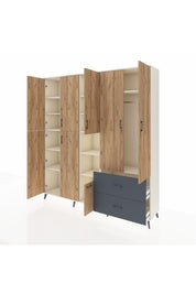 Hyperion Dolap 12 Raflı 2 Çekmeceli Tek Askılı 220x44x243 - S553M063V02B