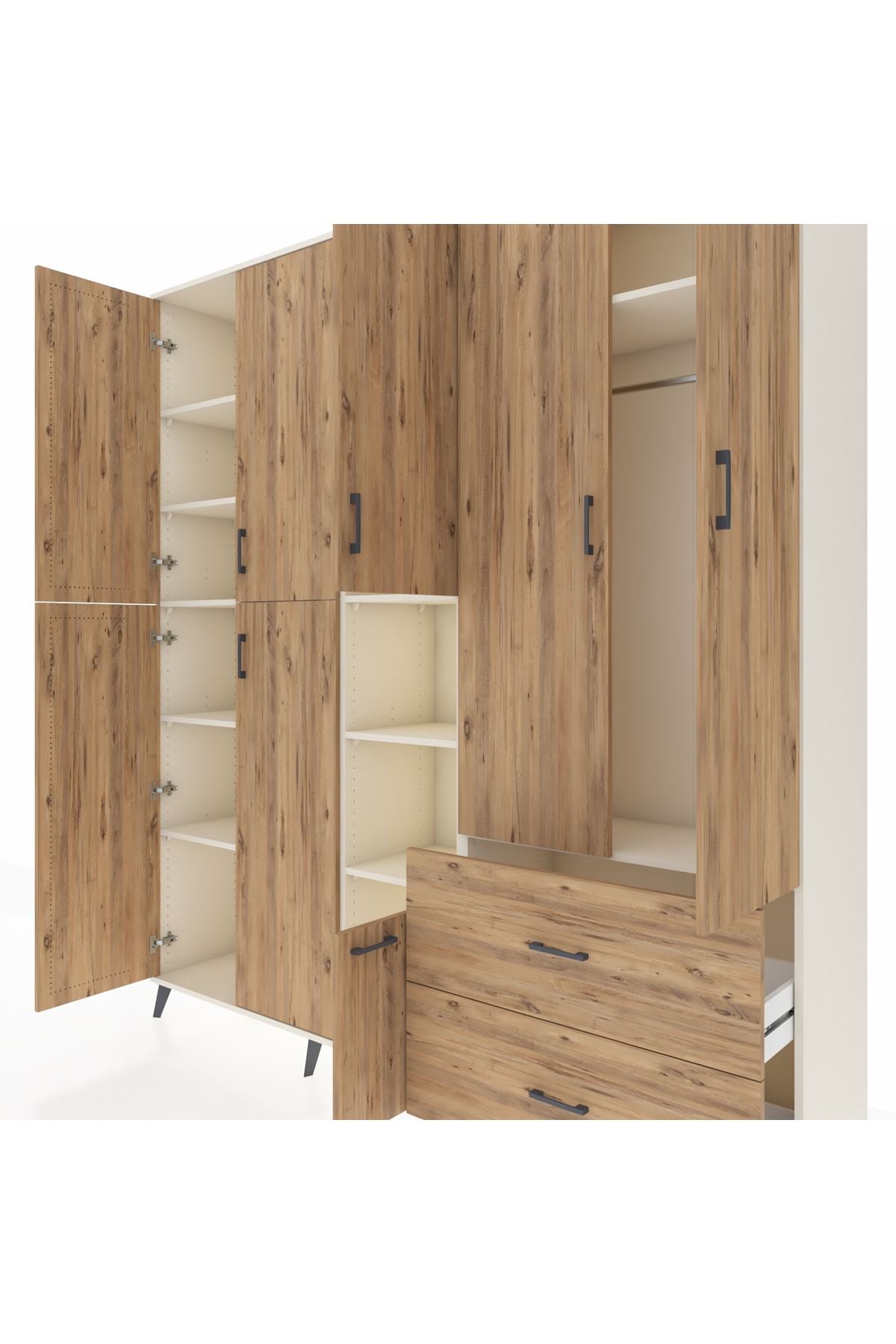 Hyperion Dolap 12 Raflı 2 Çekmeceli Tek Askılı 220x44x243 - S553M063V03B