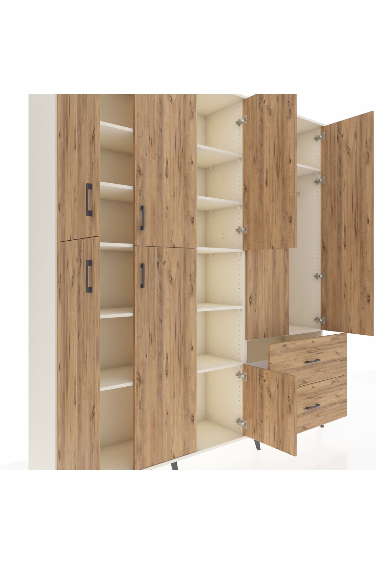 Hyperion Dolap 12 Raflı 2 Çekmeceli Tek Askılı 220x44x243 - S553M063V03B