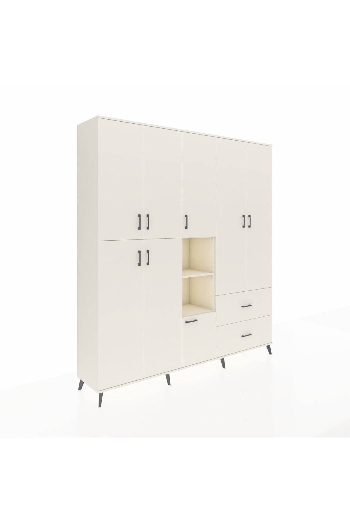 Hyperion Dolap 12 Raflı 2 Çekmeceli Tek Askılı 220x44x243 - S553M063V04B