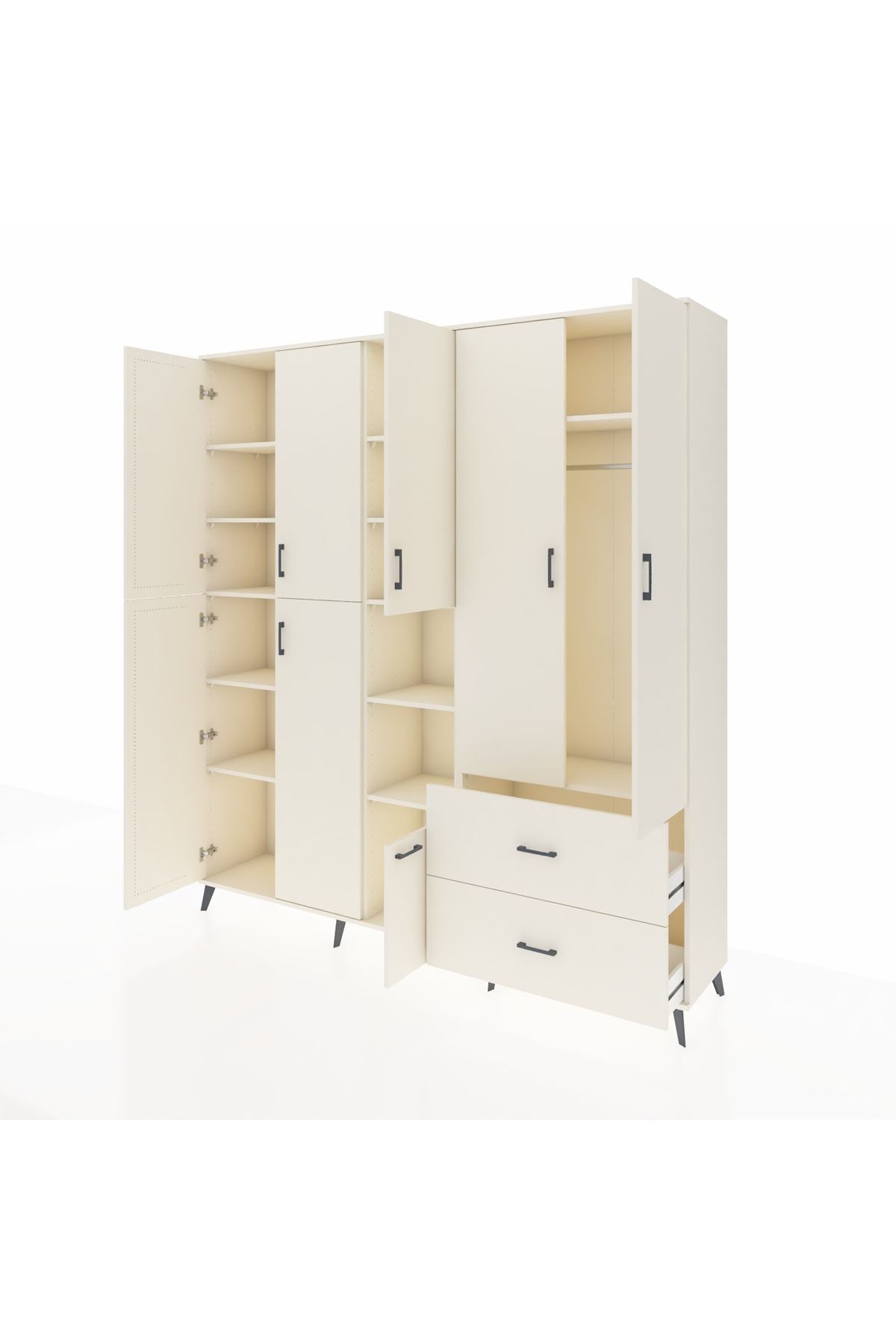 Hyperion Dolap 12 Raflı 2 Çekmeceli Tek Askılı 220x44x243 - S553M063V04B