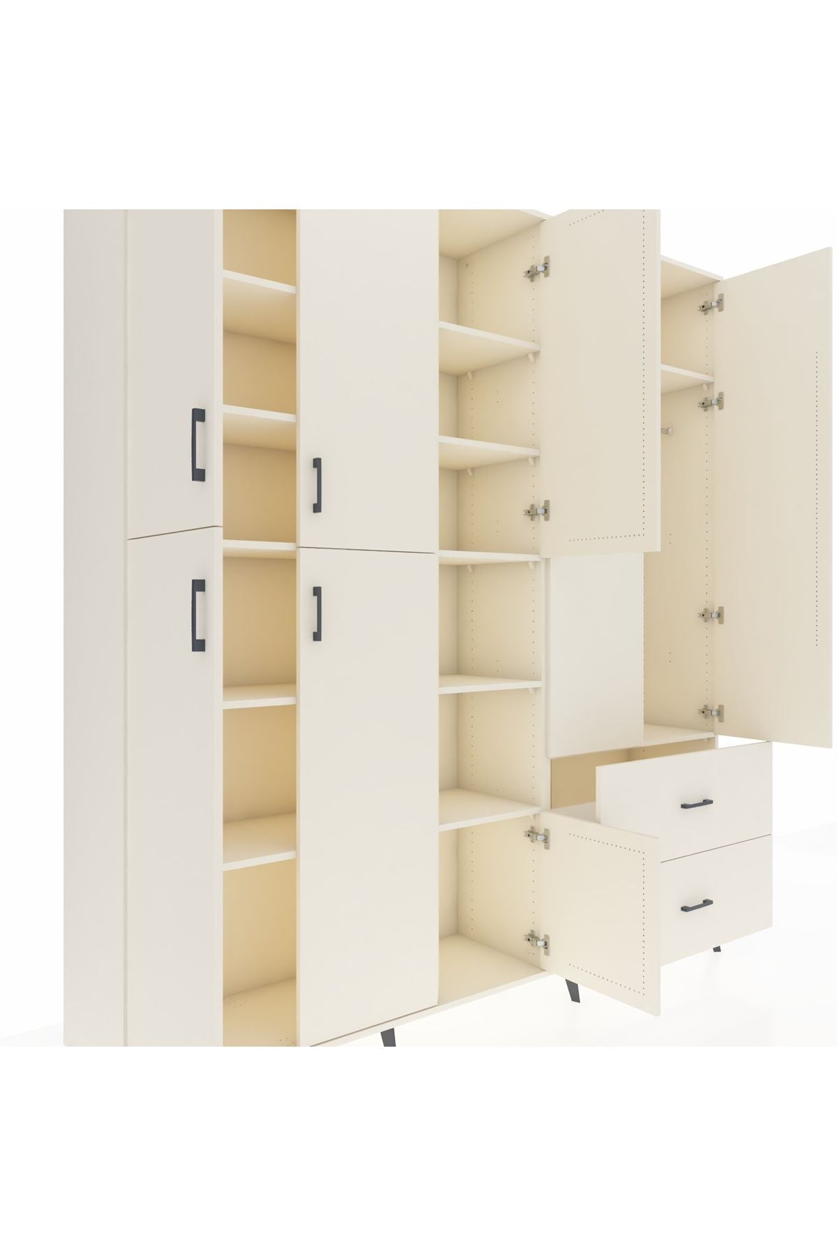 Hyperion Dolap 12 Raflı 2 Çekmeceli Tek Askılı 220x44x243 - S553M063V04B