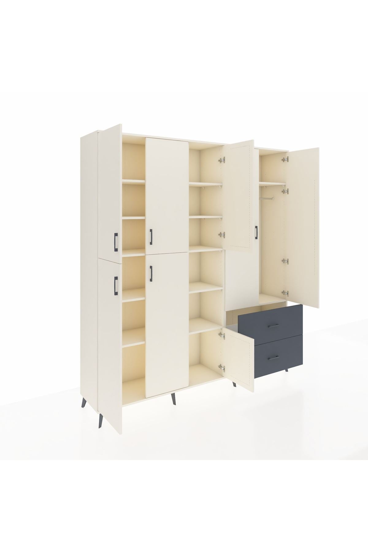 Hyperion Dolap 12 Raflı 2 Çekmeceli Tek Askılı 220x44x243 - S553M063V05B