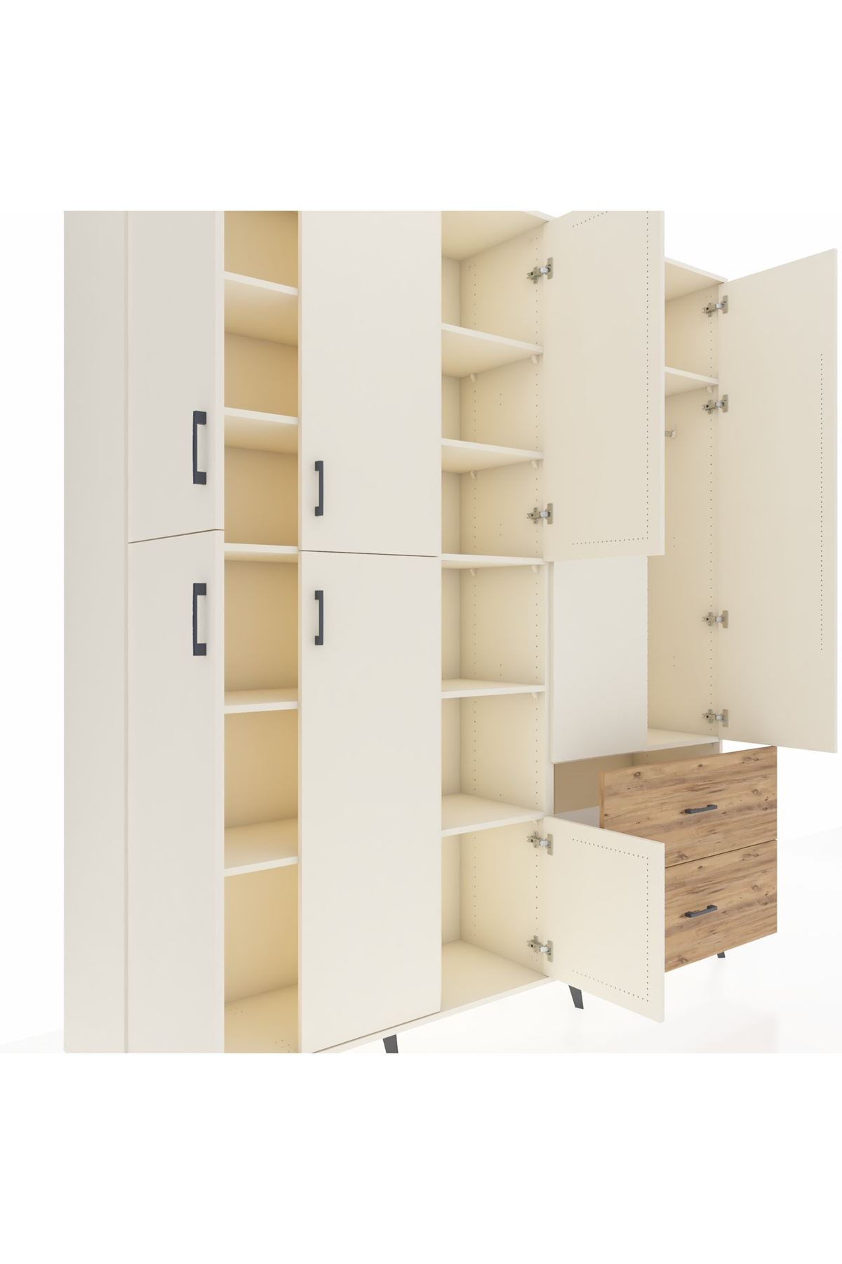 Hyperion Dolap 12 Raflı 2 Çekmeceli Tek Askılı 220x44x243 - S553M063V06B