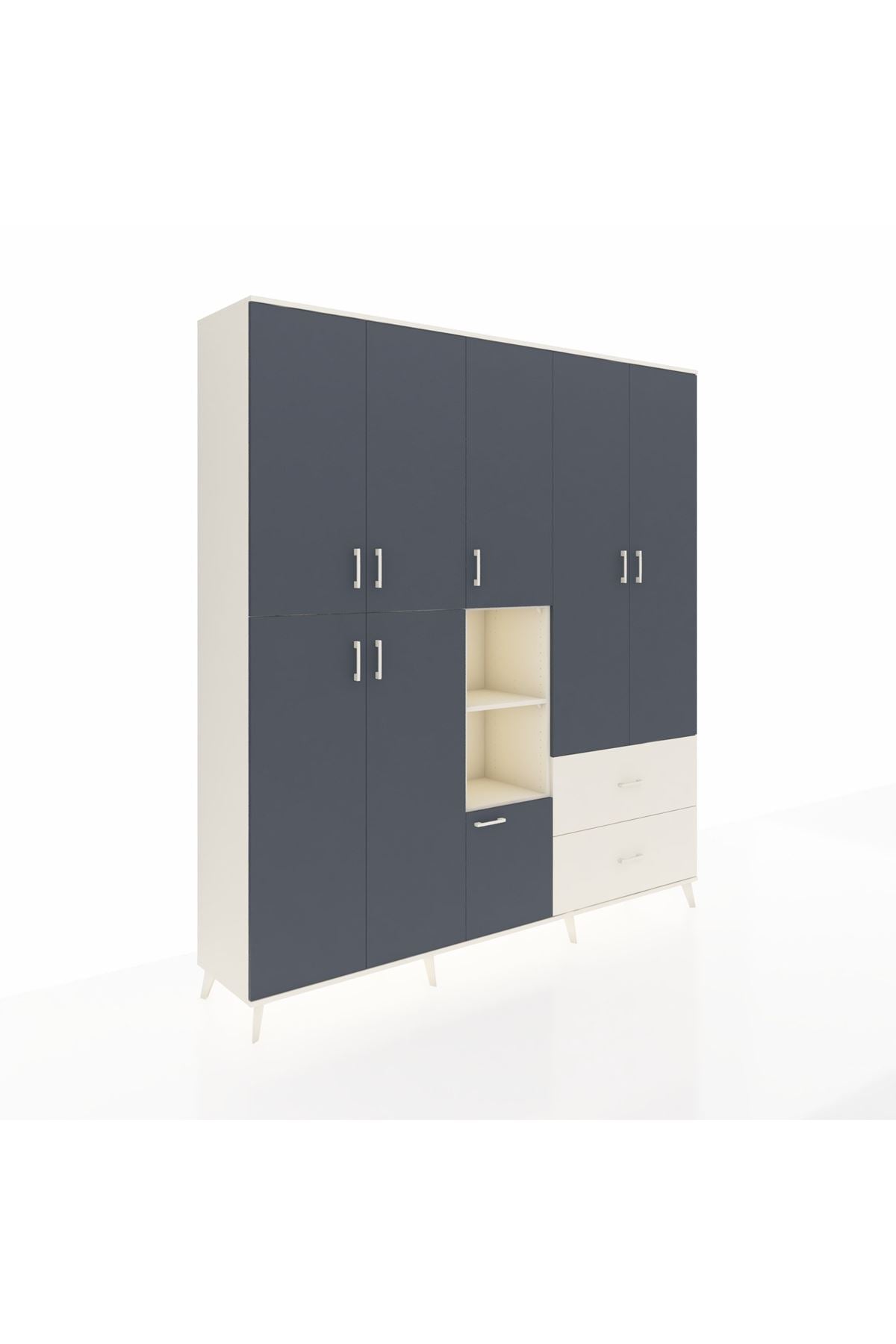 Hyperion Dolap 12 Raflı 2 Çekmeceli Tek Askılı 220x44x243 - S553M063V07B