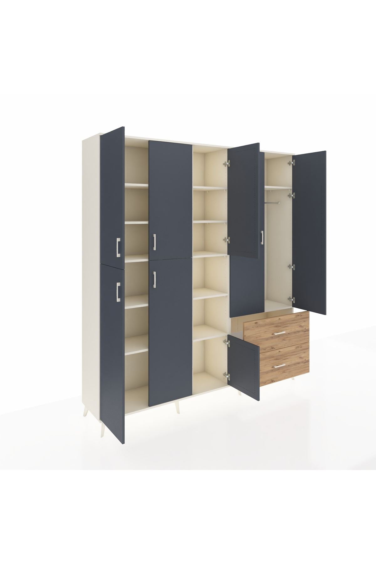 Hyperion Dolap 12 Raflı 2 Çekmeceli Tek Askılı 220x44x243 - S553M063V09B