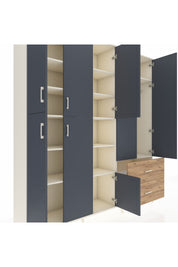 Hyperion Dolap 12 Raflı 2 Çekmeceli Tek Askılı 220x44x243 - S553M063V09B
