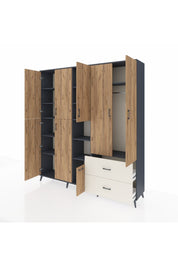 Hyperion Dolap 12 Raflı 2 Çekmeceli Tek Askılı 220x44x243 - S553M063V10B