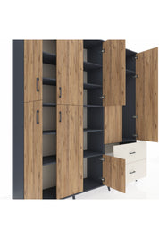 Hyperion Dolap 12 Raflı 2 Çekmeceli Tek Askılı 220x44x243 - S553M063V10B