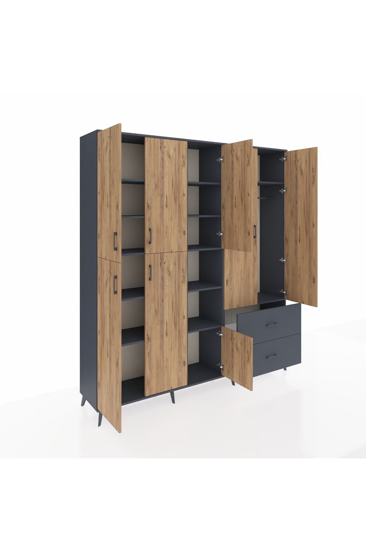 Hyperion Dolap 12 Raflı 2 Çekmeceli Tek Askılı 220x44x243 - S553M063V11B