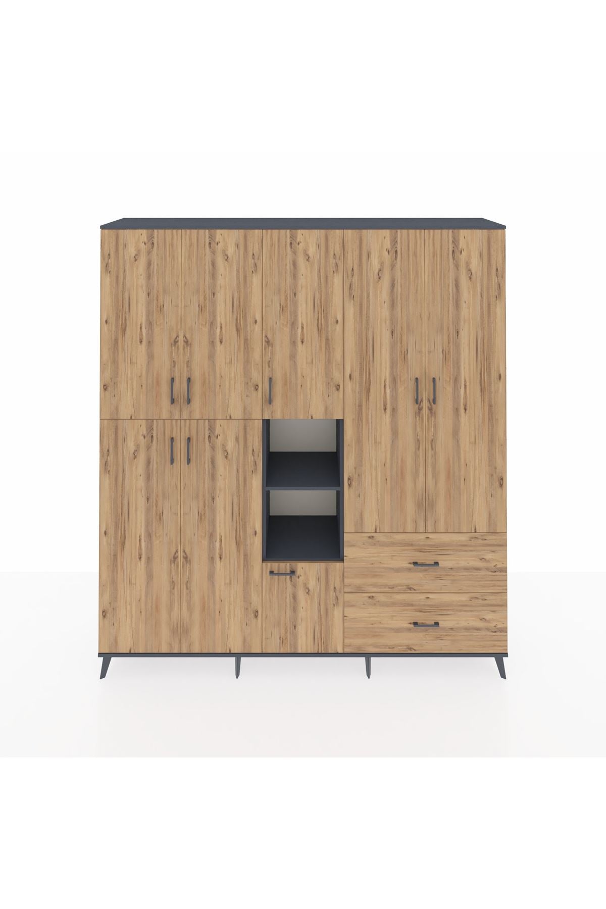 Hyperion Dolap 12 Raflı 2 Çekmeceli Tek Askılı 220x44x243 - S553M063V12B