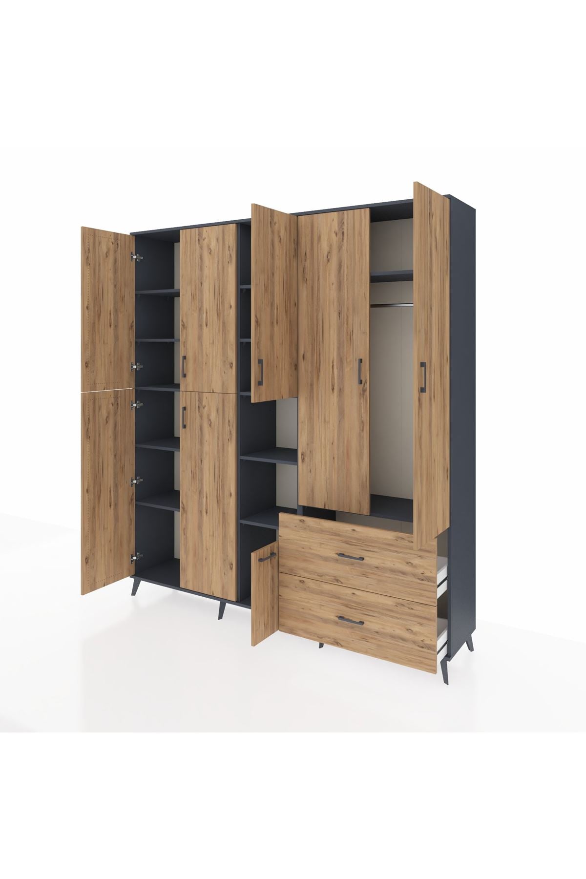 Hyperion Dolap 12 Raflı 2 Çekmeceli Tek Askılı 220x44x243 - S553M063V12B