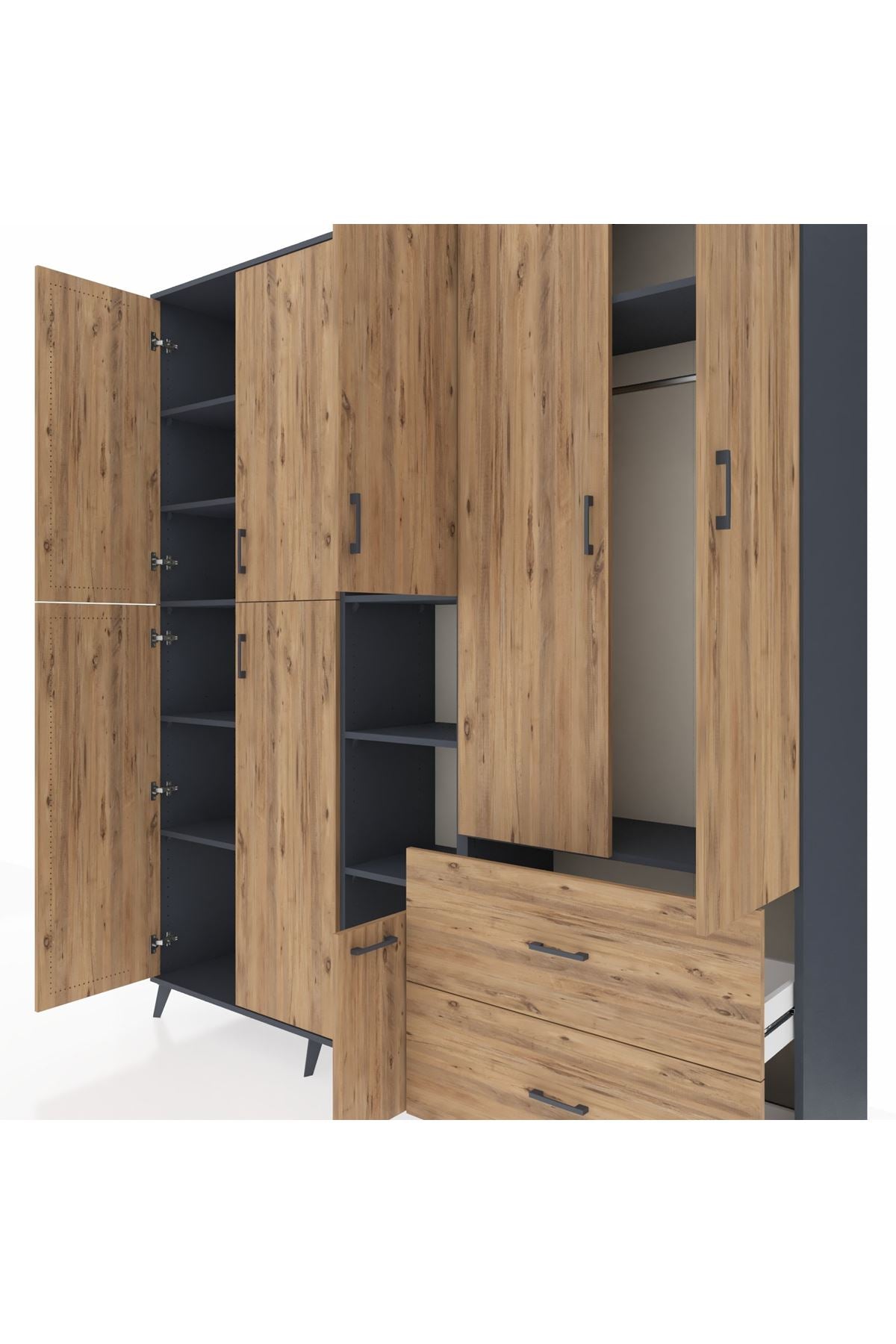 Hyperion Dolap 12 Raflı 2 Çekmeceli Tek Askılı 220x44x243 - S553M063V12B