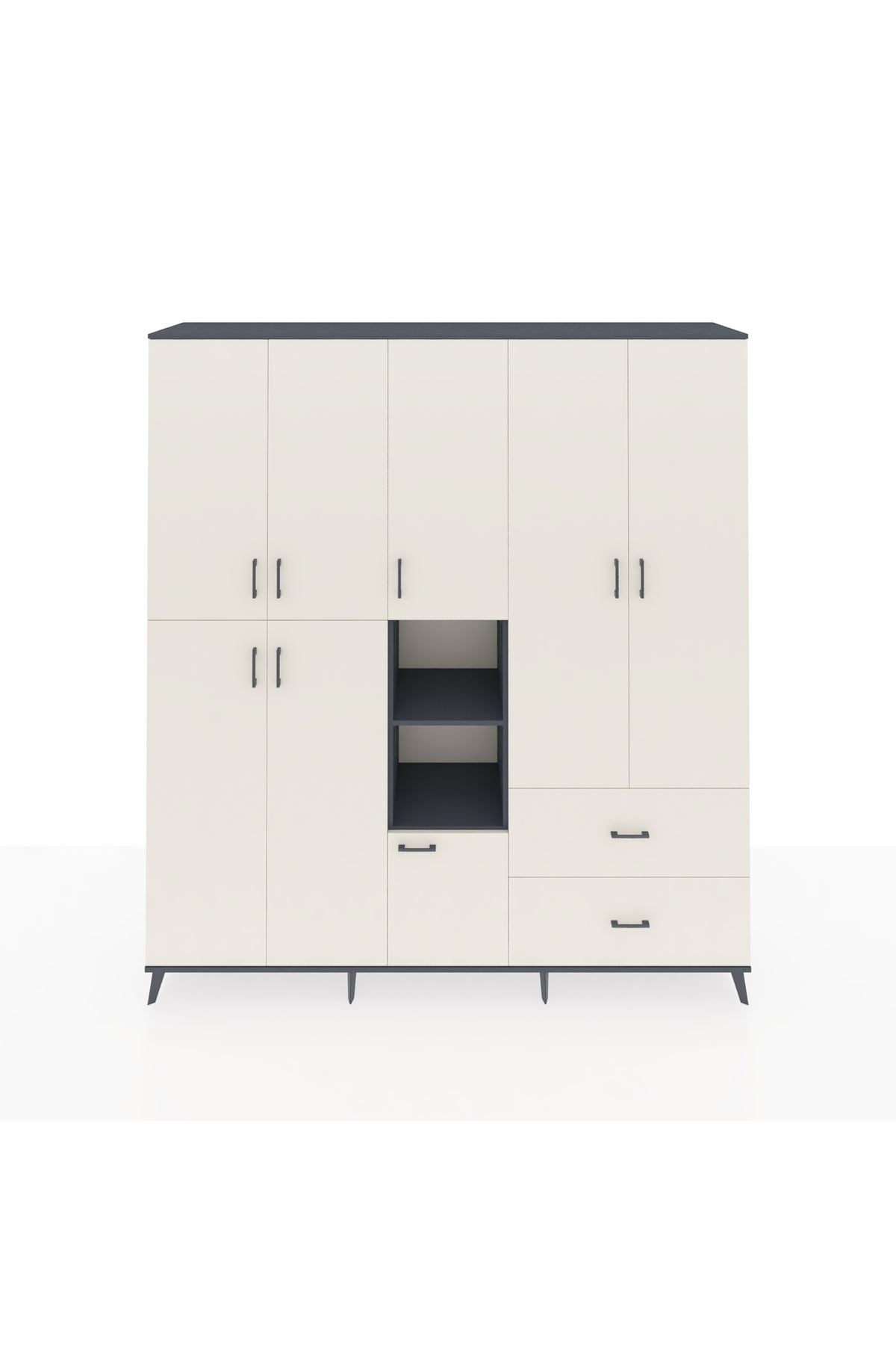 Hyperion Dolap 12 Raflı 2 Çekmeceli Tek Askılı 220x44x243 - S553M063V13B