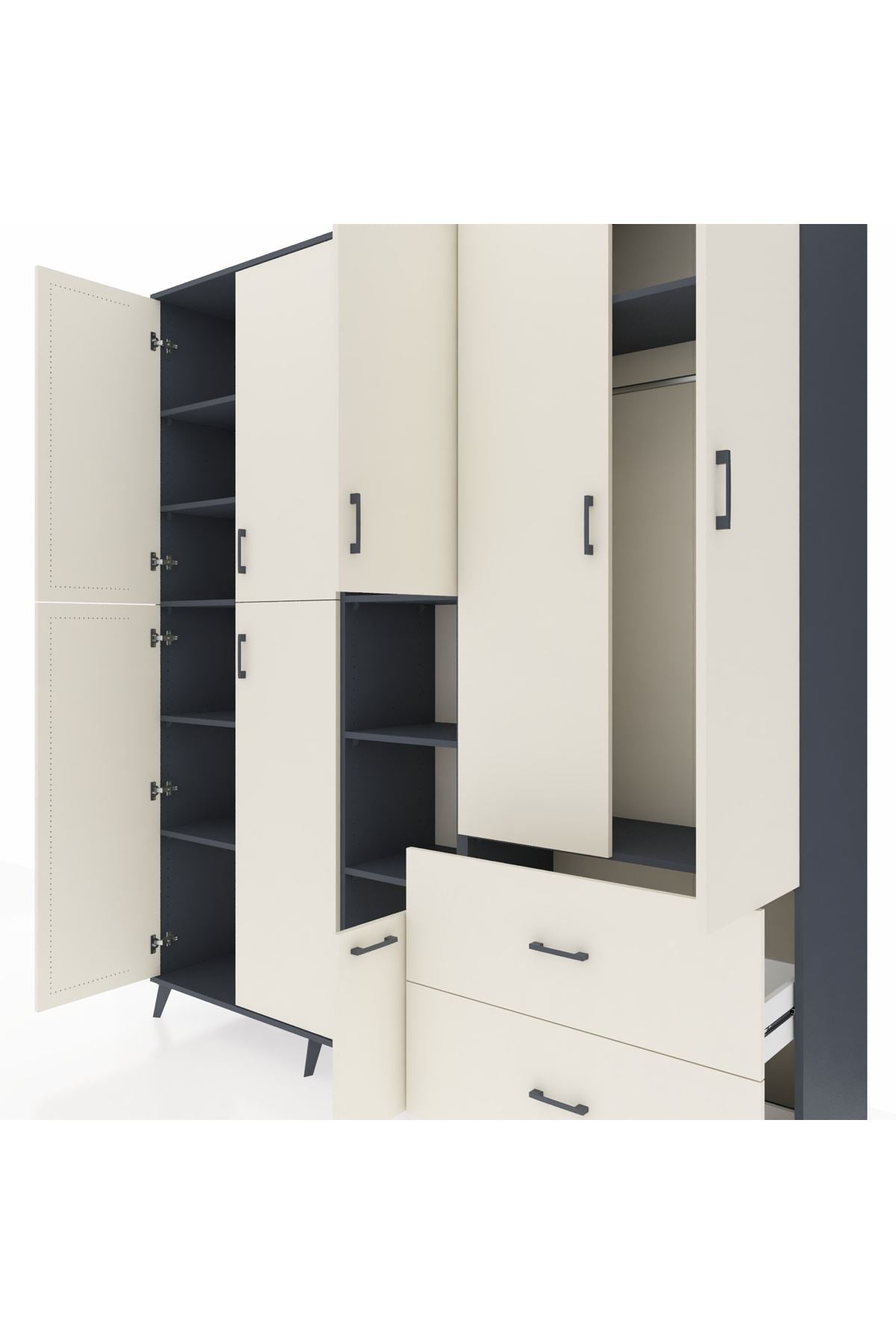 Hyperion Dolap 12 Raflı 2 Çekmeceli Tek Askılı 220x44x243 - S553M063V13B