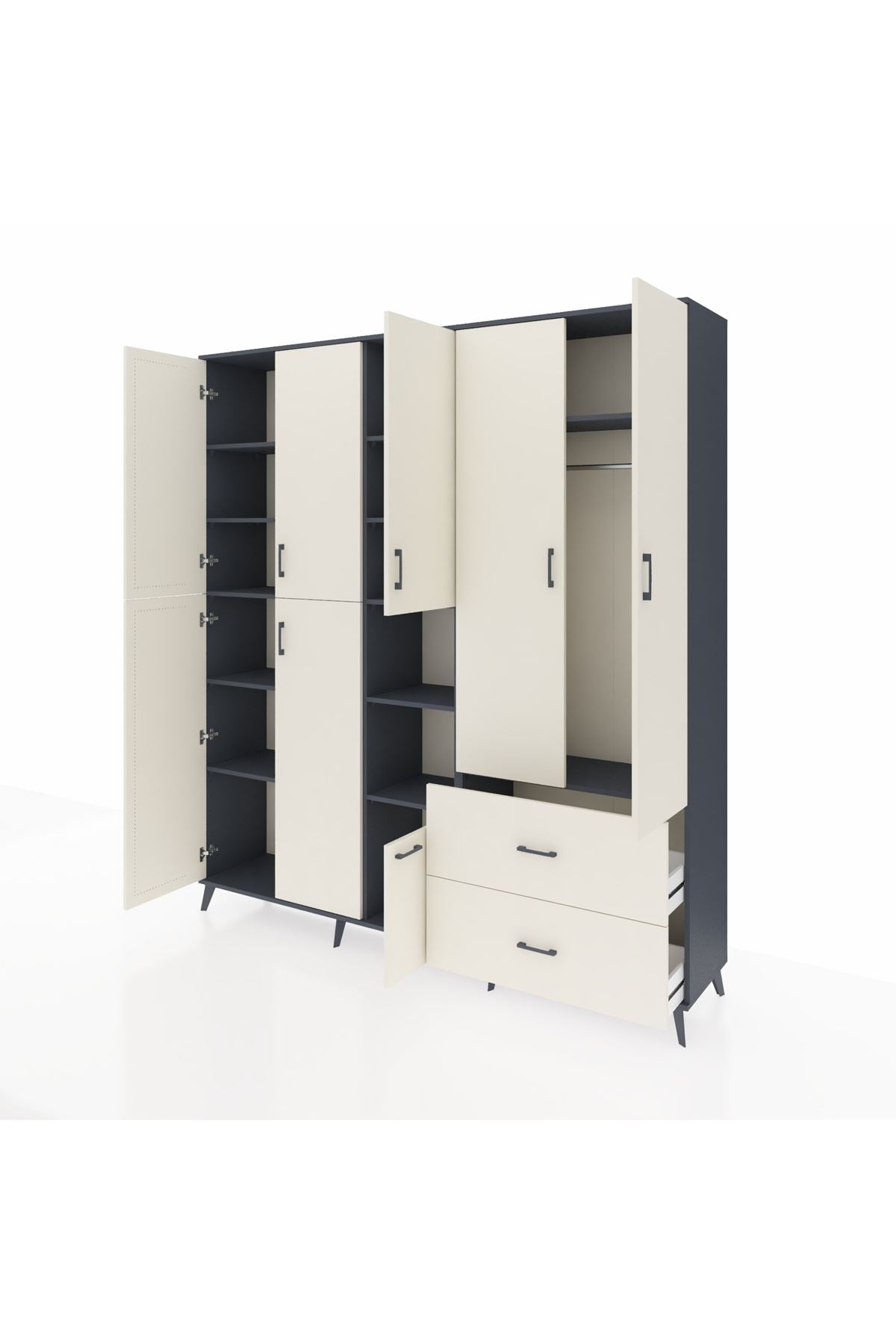 Hyperion Dolap 12 Raflı 2 Çekmeceli Tek Askılı 220x44x243 - S553M063V13B