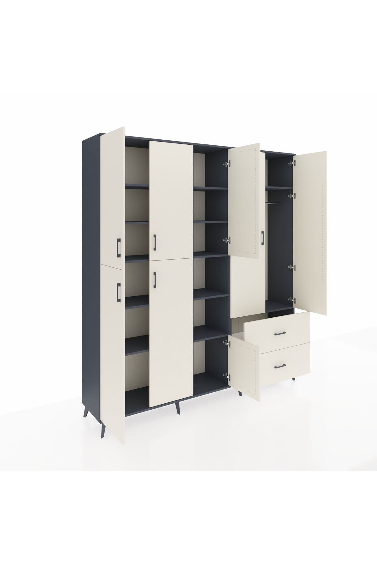 Hyperion Dolap 12 Raflı 2 Çekmeceli Tek Askılı 220x44x243 - S553M063V13B