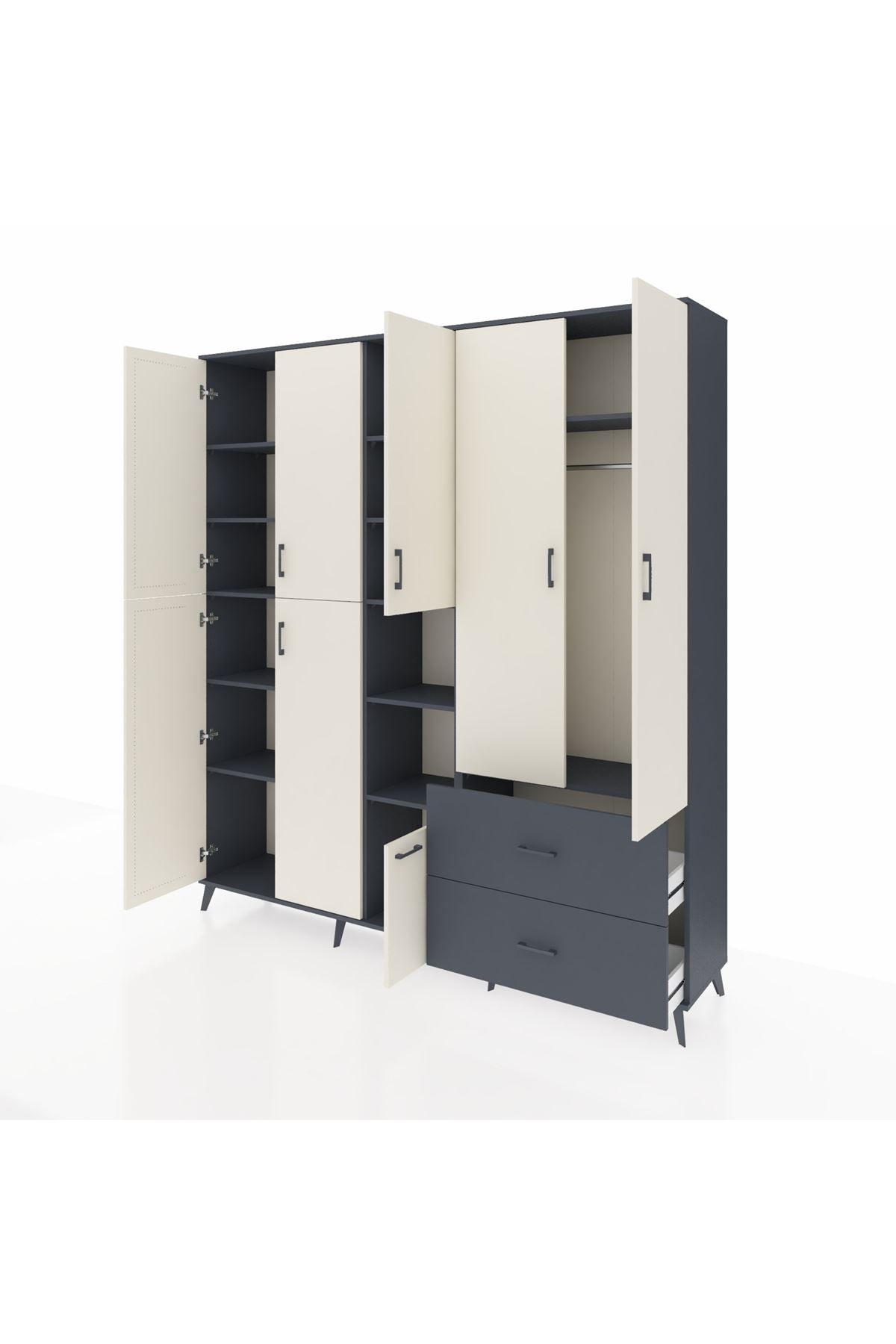 Hyperion Dolap 12 Raflı 2 Çekmeceli Tek Askılı 220x44x243 - S553M063V14B