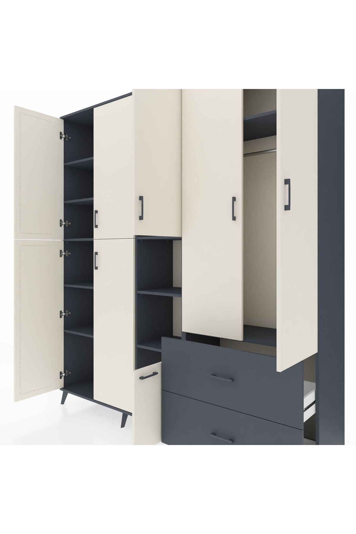 Hyperion Dolap 12 Raflı 2 Çekmeceli Tek Askılı 220x44x243 - S553M063V14B