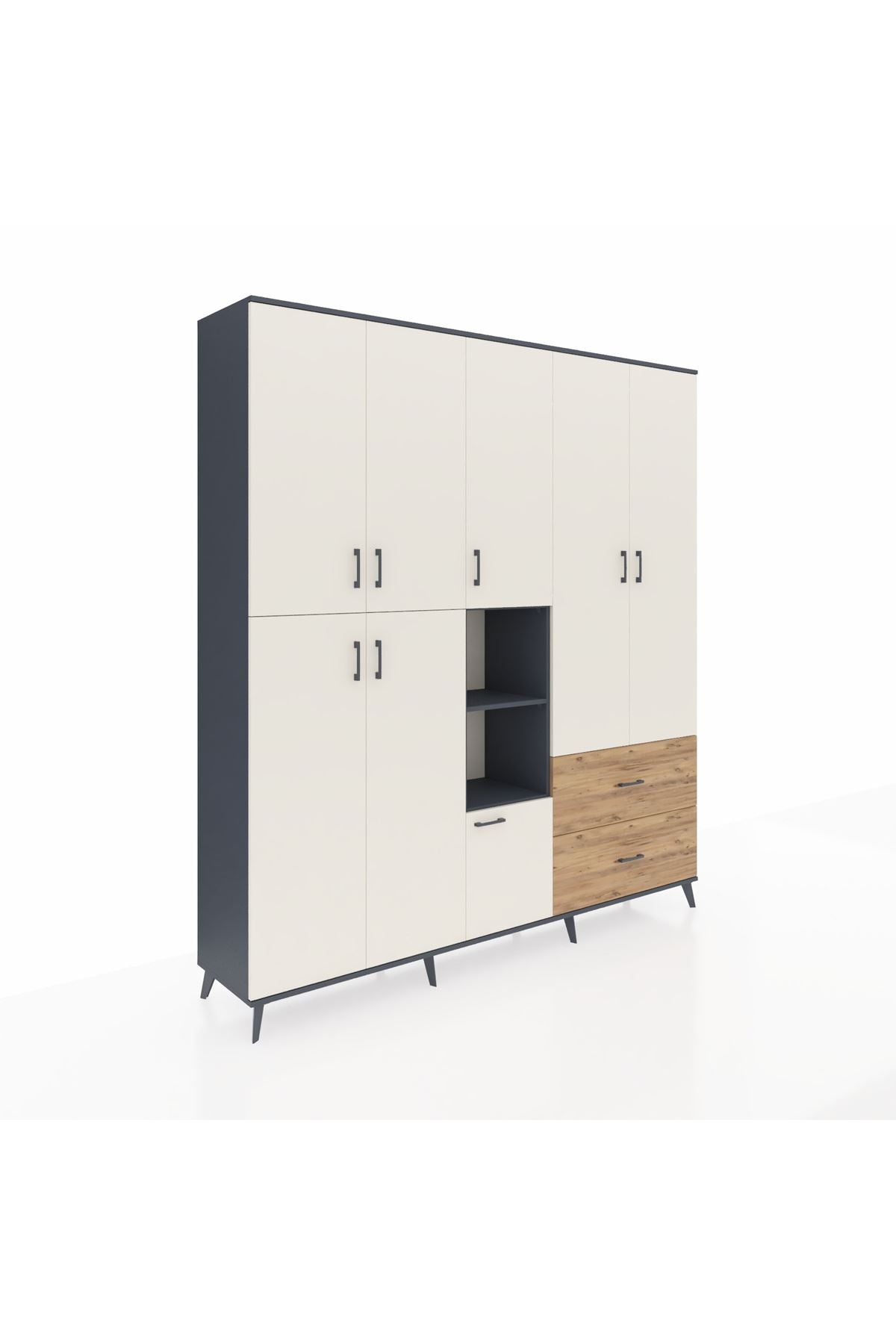 Hyperion Dolap 12 Raflı 2 Çekmeceli Tek Askılı 220x44x243 - S553M063V15B