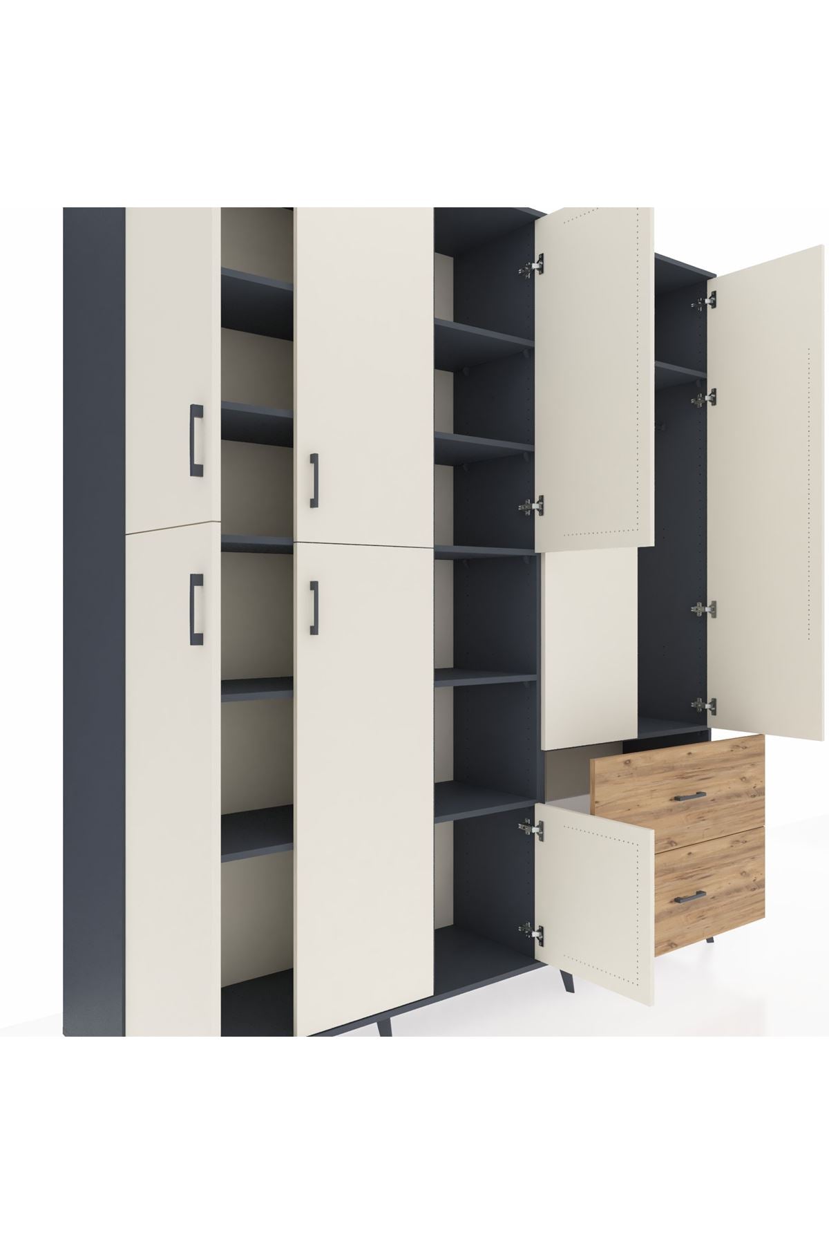 Hyperion Dolap 12 Raflı 2 Çekmeceli Tek Askılı 220x44x243 - S553M063V15B