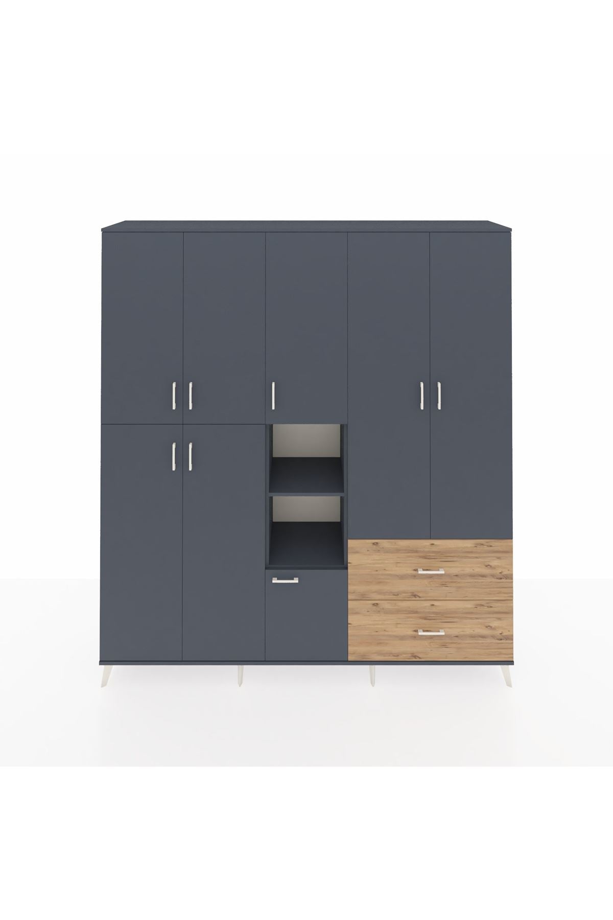 Hyperion Dolap 12 Raflı 2 Çekmeceli Tek Askılı 220x44x243 - S553M063V18B