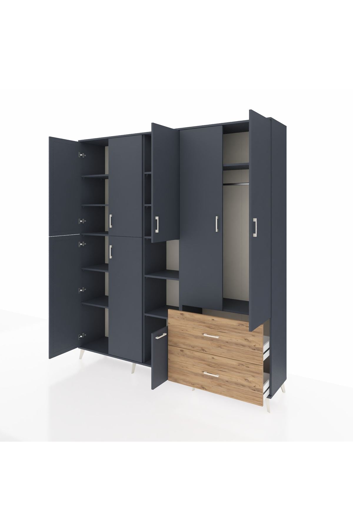 Hyperion Dolap 12 Raflı 2 Çekmeceli Tek Askılı 220x44x243 - S553M063V18B