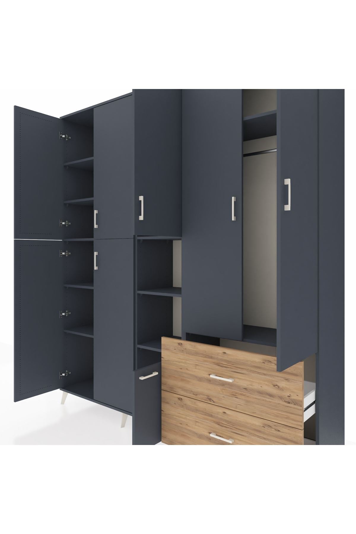 Hyperion Dolap 12 Raflı 2 Çekmeceli Tek Askılı 220x44x243 - S553M063V18B