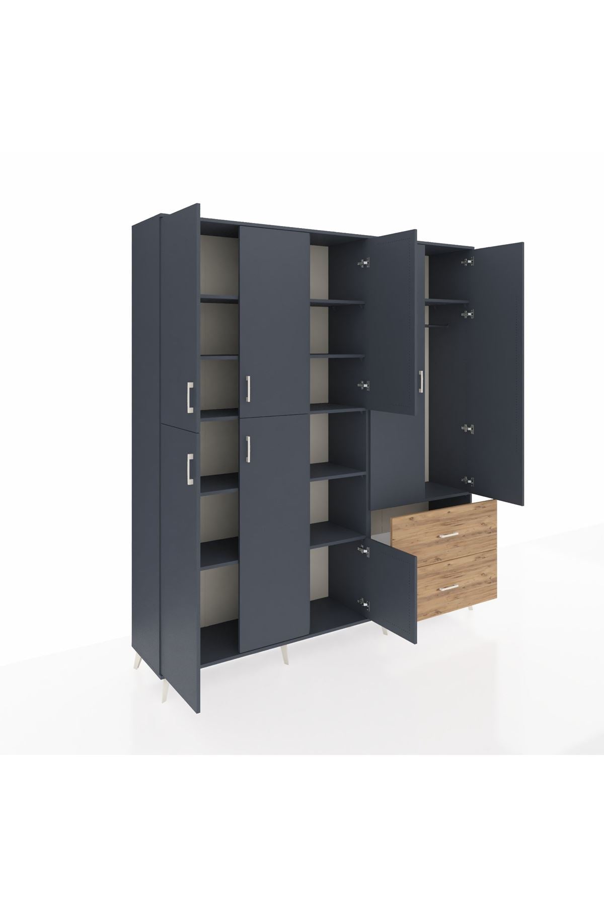 Hyperion Dolap 12 Raflı 2 Çekmeceli Tek Askılı 220x44x243 - S553M063V18B