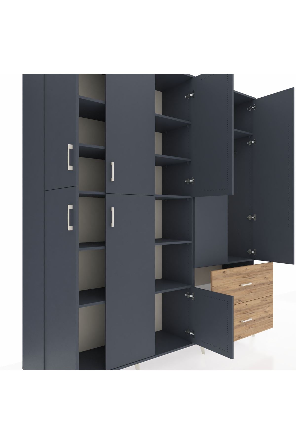 Hyperion Dolap 12 Raflı 2 Çekmeceli Tek Askılı 220x44x243 - S553M063V18B