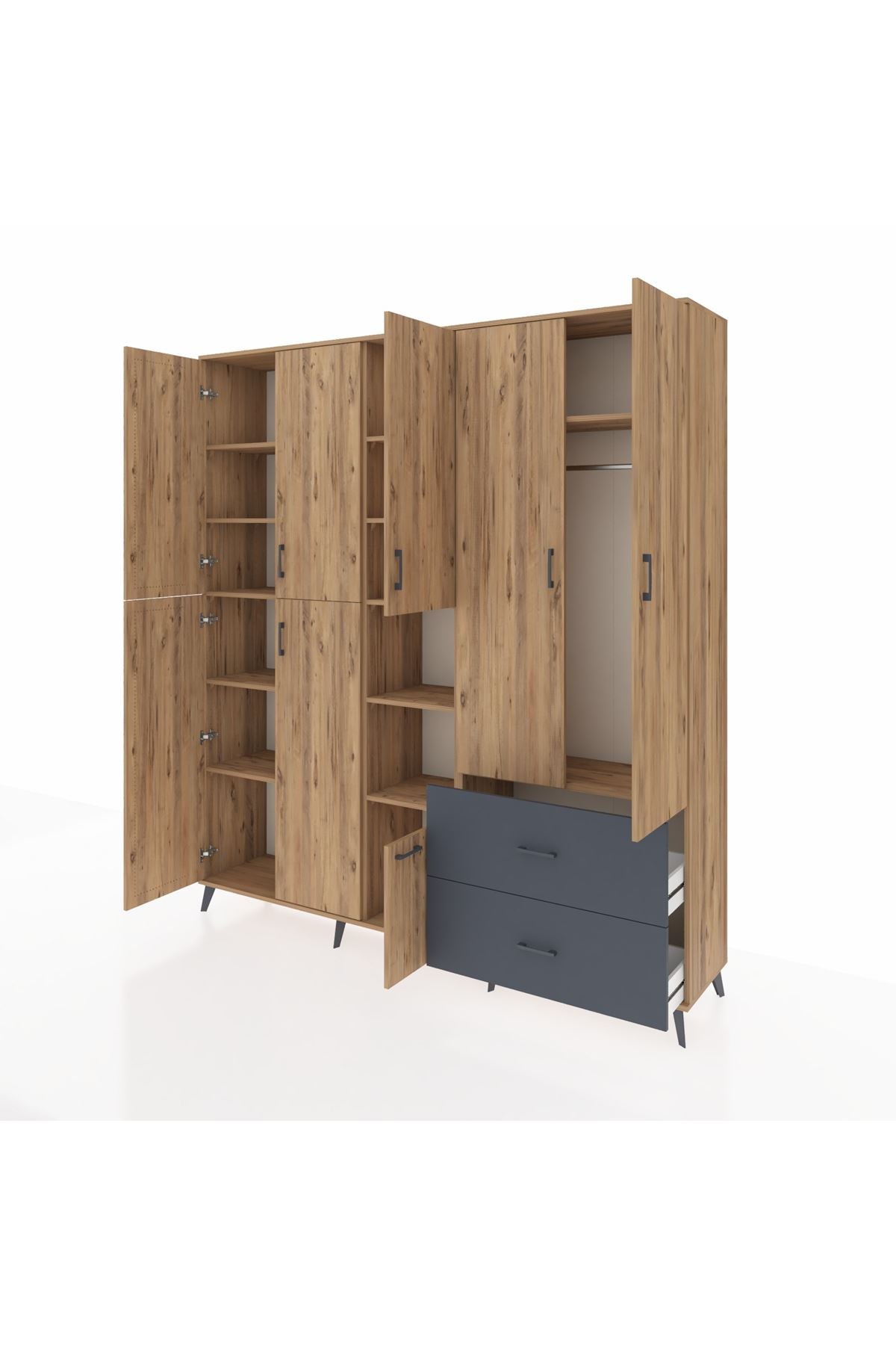 Hyperion Dolap 12 Raflı 2 Çekmeceli Tek Askılı 220x44x243 - S553M063V20B