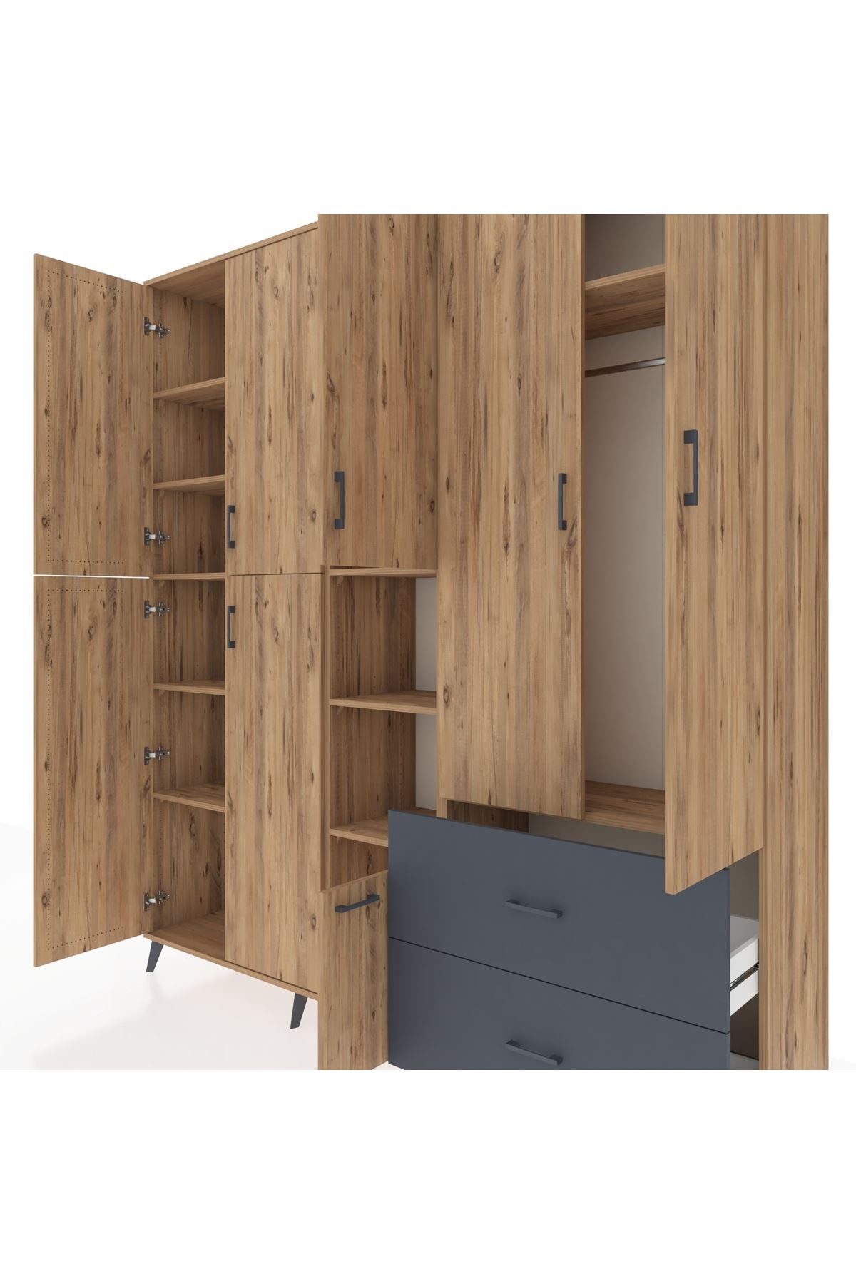 Hyperion Dolap 12 Raflı 2 Çekmeceli Tek Askılı 220x44x243 - S553M063V20B