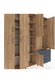 Hyperion Dolap 12 Raflı 2 Çekmeceli Tek Askılı 220x44x243 - S553M063V20B