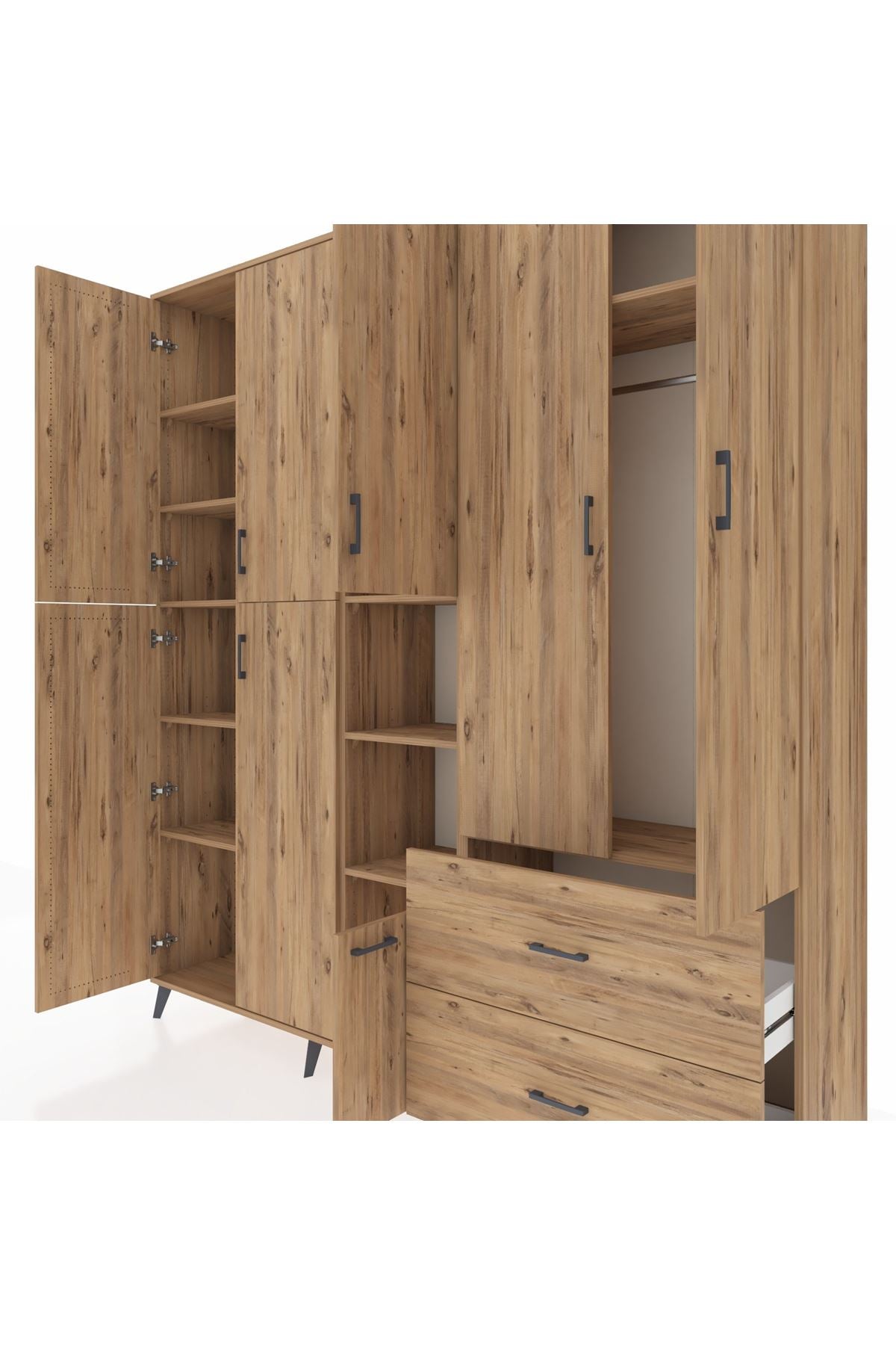 Hyperion Dolap 12 Raflı 2 Çekmeceli Tek Askılı 220x44x243 - S553M063V21B