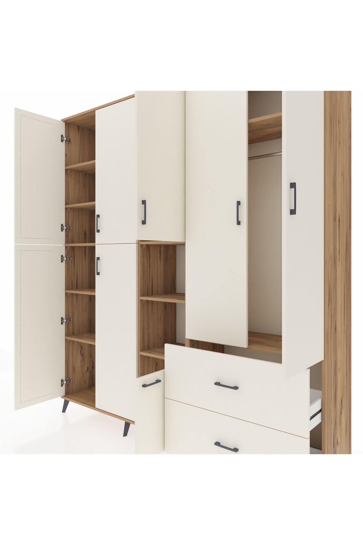 Hyperion Dolap 12 Raflı 2 Çekmeceli Tek Askılı 220x44x243 - S553M063V22B